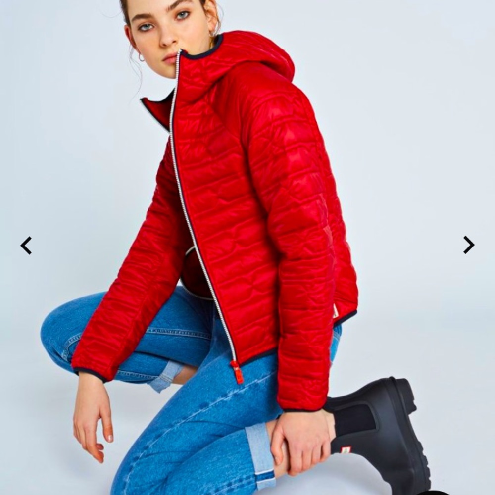 Hunter Designer Puffer Jacket Coat Red Medium